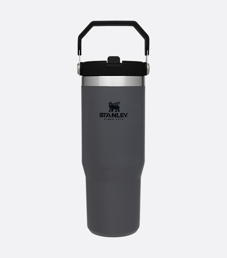 تراول ماگ استنلی GO ICEFLOW FLIP STRAW زغالی ظرفیت 890 میلی‌لیتر
