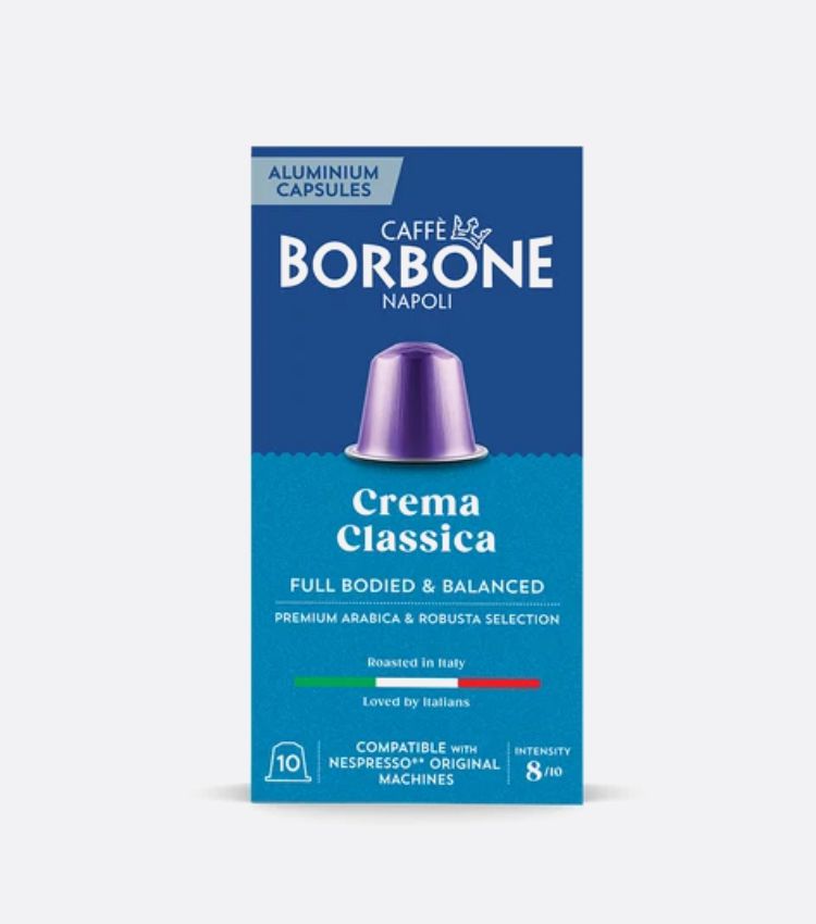 کپسول قهوه نسپرسو بوربون Crema Classica بسته 10 عددی